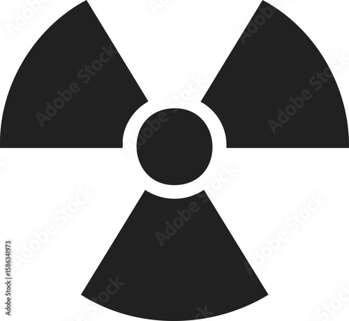 Radiation symbol icon, trefoil logo, hazardous material warning, nuclear emblem, safety sign