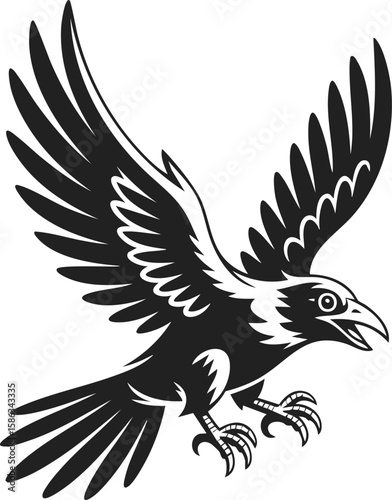 Roc giant bird flying, mythical avian creature with powerful wings and sharp claws, perfect for fantasy illustrations or bold graphic designs