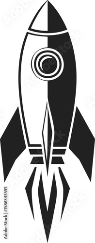 Rocket, space vehicle, spacecraft, jet propulsion, vintage engraving style illustration