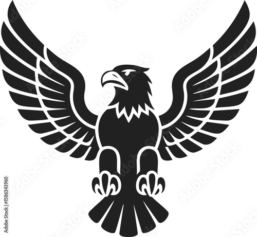 Roman eagle, majestic bird of prey, symbol of strength, fierce emblem of power, vintage engraved style illustration for various designs