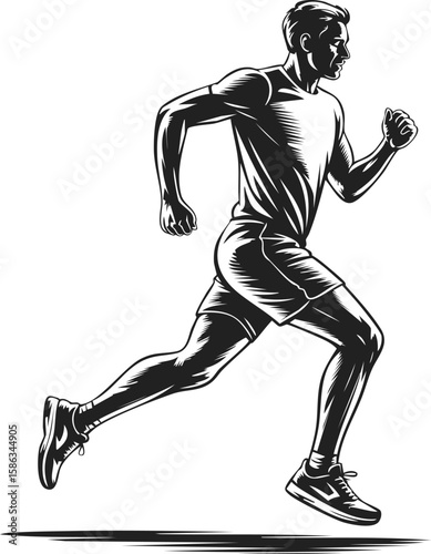 Runner silhouette, athletic figure, jogging pose, fitness activity, human movement, exercise art, dynamic running motion