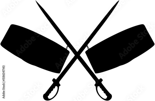 Two steelpans crossed with energy bursts in silhouette, representing Caribbean pride, strength, and celebration of music for World Steelpan Day, clean black vector on white background.