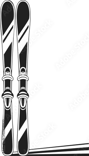 Skis, winter sports equipment, snow gear, outdoor recreation tool, alpine skiing apparatus, downhill skis ready for adventure