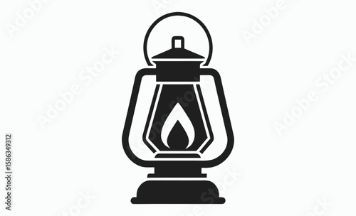 Camping lantern lamp silhouette, lamp icon, retro lamp silhouette, vintage light vector, vector illustration camping lantern icon,
