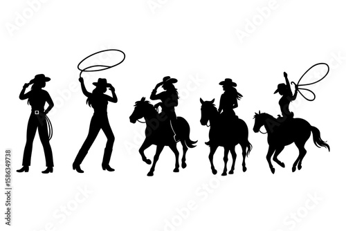 Cowgirls Silhouette Collection on Horses