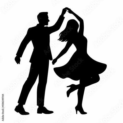 Elegant Couple Dancing Silhouette Art