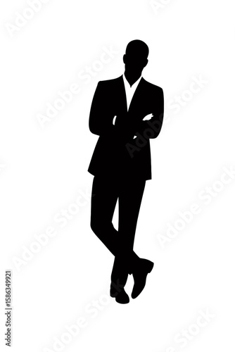 Silhouette of a stylish businessman in a suit, formal, confident