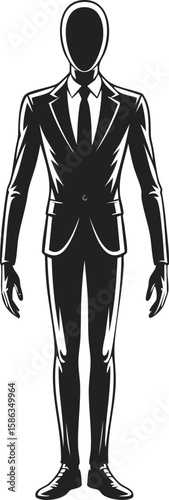 Slender Man, enigmatic figure in a vintage engraved style, representing mystery, fear, and folklore, perfect for horror-themed designs