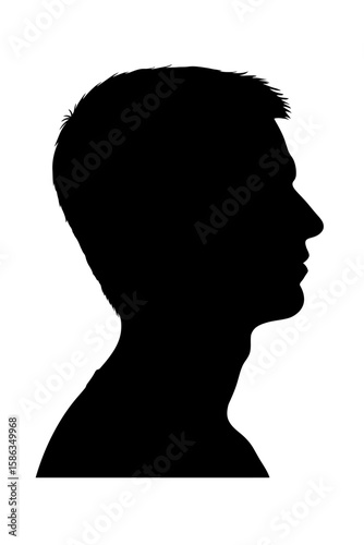 Silhouette Profile of a Young Man, Minimalist Design