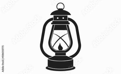 Camping lantern lamp silhouette, lamp icon, retro lamp silhouette, vintage light vector, vector illustration camping lantern icon,

