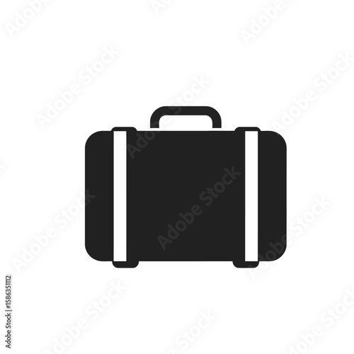 Simple Illustration of a Black Suitcase Ready for Travel and Adventures, symbolizing journeys and global explorations
