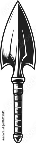 Spear, spearhead illustration, pointed weapon, historical armament, engraved design