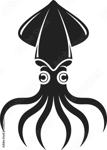 Squid, cephalopod marine creature with tentacles, deep-sea dweller, aquatic animal, ideal for nautical designs