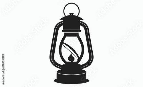 Camping lantern lamp silhouette, lamp icon, retro lamp silhouette, vintage light vector, vector illustration camping lantern icon,
