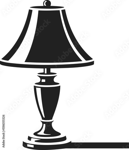 Table lamp, vintage lighting fixture, elegant home decor, classic illuminating device in engraved style