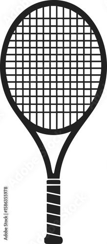 Tennis racket, sports equipment, athletic gear, outdoor game accessory, tennis accessory, netted frame, recreational tool, striking instrument