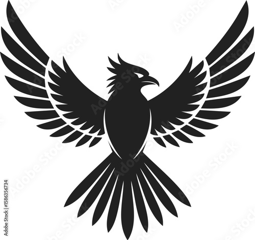 Thunderbird, mythical bird of power, strength and transformation in vintage engraved style with majestic wings and fierce expression