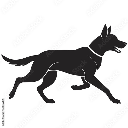 Alert Running Dog Silhouette – Vector Pet Graphic