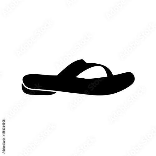 Black silhouette of a clog sandal, casual footwear summer fashion style