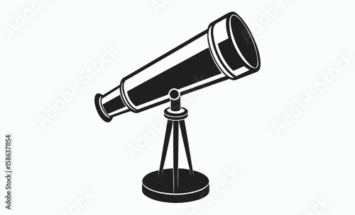 Telescope silhouette vector, astronomy equipment icon, stargazing tool illustration, Vector Silhouette Of Telescope