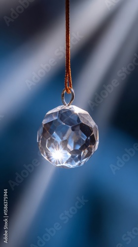 A single beam of light refracts through a crystal, creating complexity. Symbolizes the transformation of information and the core of analytics.