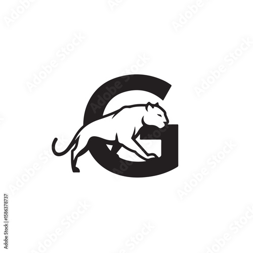 Powerful Panther Character Design Embracing Bold Letter G for Strong Identity