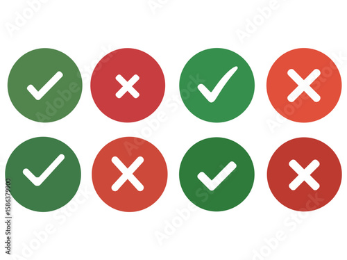 Modern green checkmarks and red crosses convey clear choices for surveys or forms, providing instant feedback and visual clarity for users