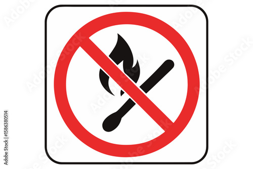No fire symbol, prohibition sign, safety warning, clear icon