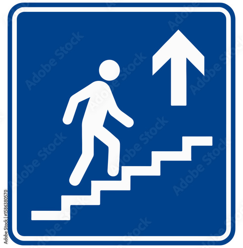 Stairway sign, directional, upward movement, clear icon