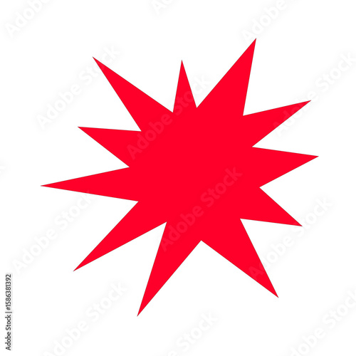 A Vibrant Red Burst Shape on a Transparent Backdrop Conveying Energy Impact and Dynamic Motion Perfect for Graphic Design and Visual Communication Projects
