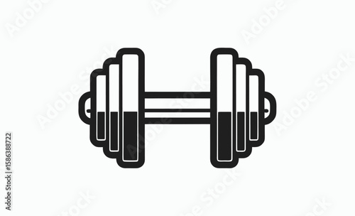Dumbbell silhouette, barbell icon, dumbbell silhouette vector, barbell icon vector, gym weight silhouette, fitness equipment symbol  