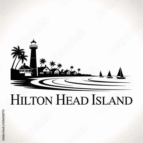 Photos Hilton Head Island Skyline Silhouette — Scenic Coastal South Carolina Vector Ill