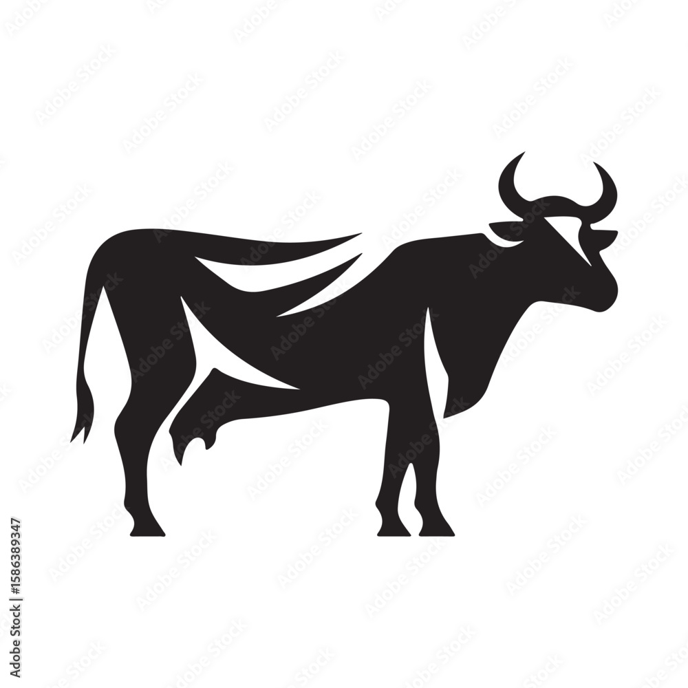 Obraz premium cow silhouette vector illustration design