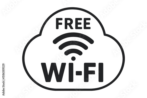 Free wi-fi zone sticker. Wireless internet connection sign. Public hotspot access symbol. Cloud shape label for cafe, hotel or restaurant. Vector network tech icon.