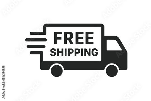 Free shipping icon with delivery truck symbol. Fast delivery service for e-commerce. Logistics transport vehicle sign for online store, app, and website. Vector illustration.