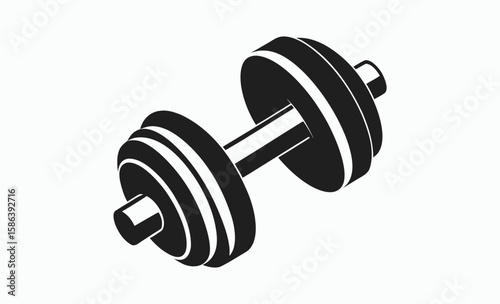 Dumbbell silhouette, barbell icon, dumbbell silhouette vector, barbell icon vector, gym weight silhouette, fitness equipment symbol  
