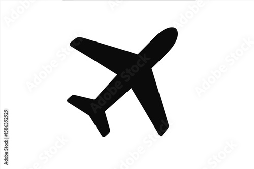Airplane Silhouette Icon, Jet Aircraft Symbol, Travel and Flight Transport Sign, Aviation Logo, Modern Airplane Vector Illustration, Black Plane Graphic for Website, Transparent Background PNG
