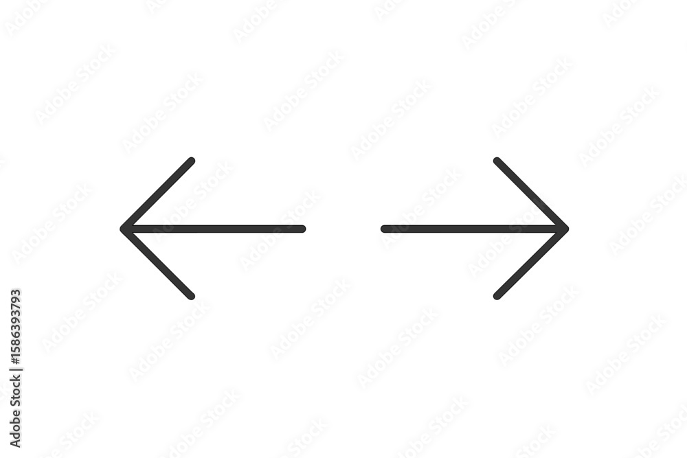 Minimalist Left and Right Arrow Outline Icons. Simple Bidirectional Navigation Symbol Set. Clean Vector Illustration for Web, App, User Interface, Directional Signage, and Infographic Design Minimalist Left and Right Arrow Outline Icons. Simple Bidirectional Navigation Symbol Set. Clean Vector Illustration for Web, App, User Interface, Directional Signage, and Infographic Design