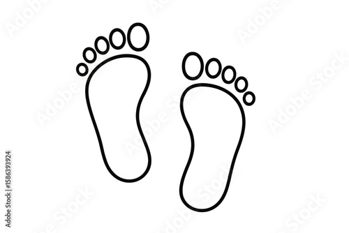Simple Bare Footprints Outline Symbol, Minimalist Footprint Vector Illustration, Transparent Background, Human Foot Silhouette, Walking Steps Icon, Minimal Design