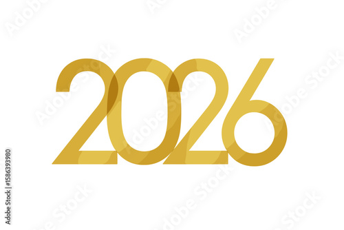 Elegant Golden 2026 Overlapping Numbers Vector for New Year Celebration, Modern Minimalist Design for Social Media, Banner, Poster, Website, Calendar, Transparent PNG and Vector Art