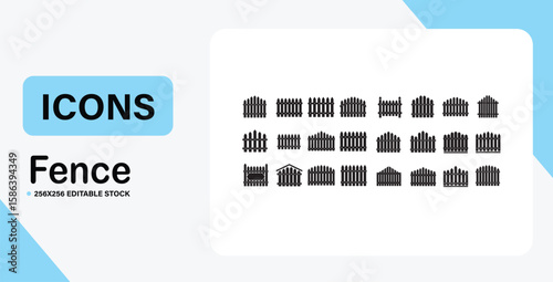 Collection of Fence Icons Versatile and Customizable Vector Graphics