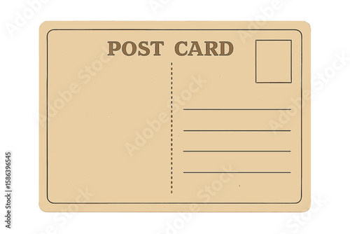 Blank vintage postcard template vector illustration. Back of an old retro post card for mail and correspondence. Empty antique paper background for travel message or letter.
