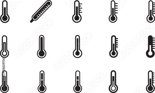 Thermometer Vector Icons | Temperature Measurement and Medical Tool Set  