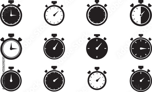 Stopwatch Vector Icons | Timer and Time Measurement Device Set