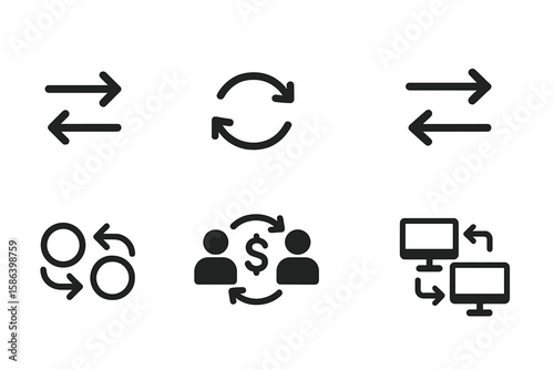 Swap, Exchange, Transfer Vector Icons Set for Web Design, Presentations, Infographics, and Digital Interfaces – Transparent Background, Editable Vector Illustration