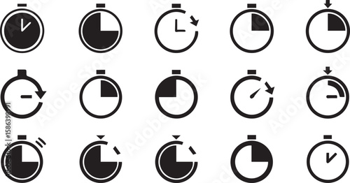 Timer Vector Icons | Stopwatch and Countdown Device Set