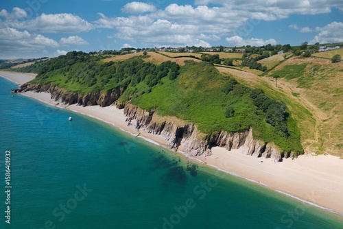 Obraz na płótnie Aerial view at Blackpool Sands in Devon UK