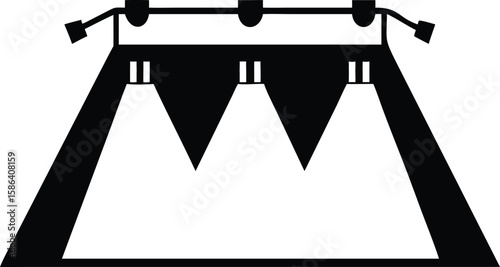 Black and White Abstract Dam Icon Three Spouts Water Reservoir Structure Symbol vector