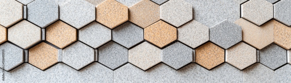 Fototapeta premium Abstract Hexagon Tile Mosaic - Gray and Beige, pattern , interior
