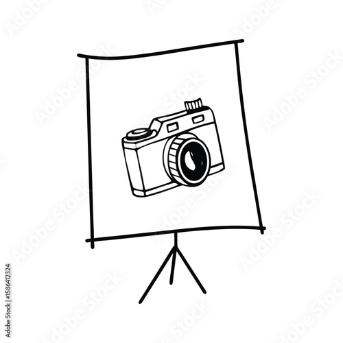 Retro photography camera vintage style illustration on white 